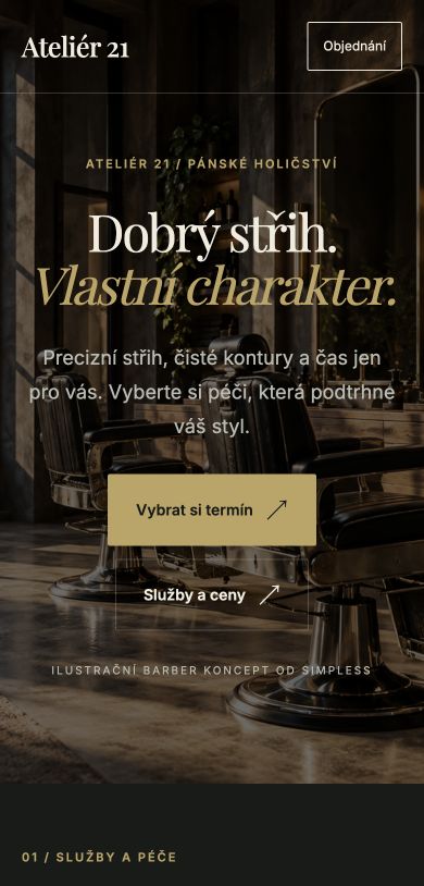 Stejná realizace přizpůsobená mobilnímu telefonu